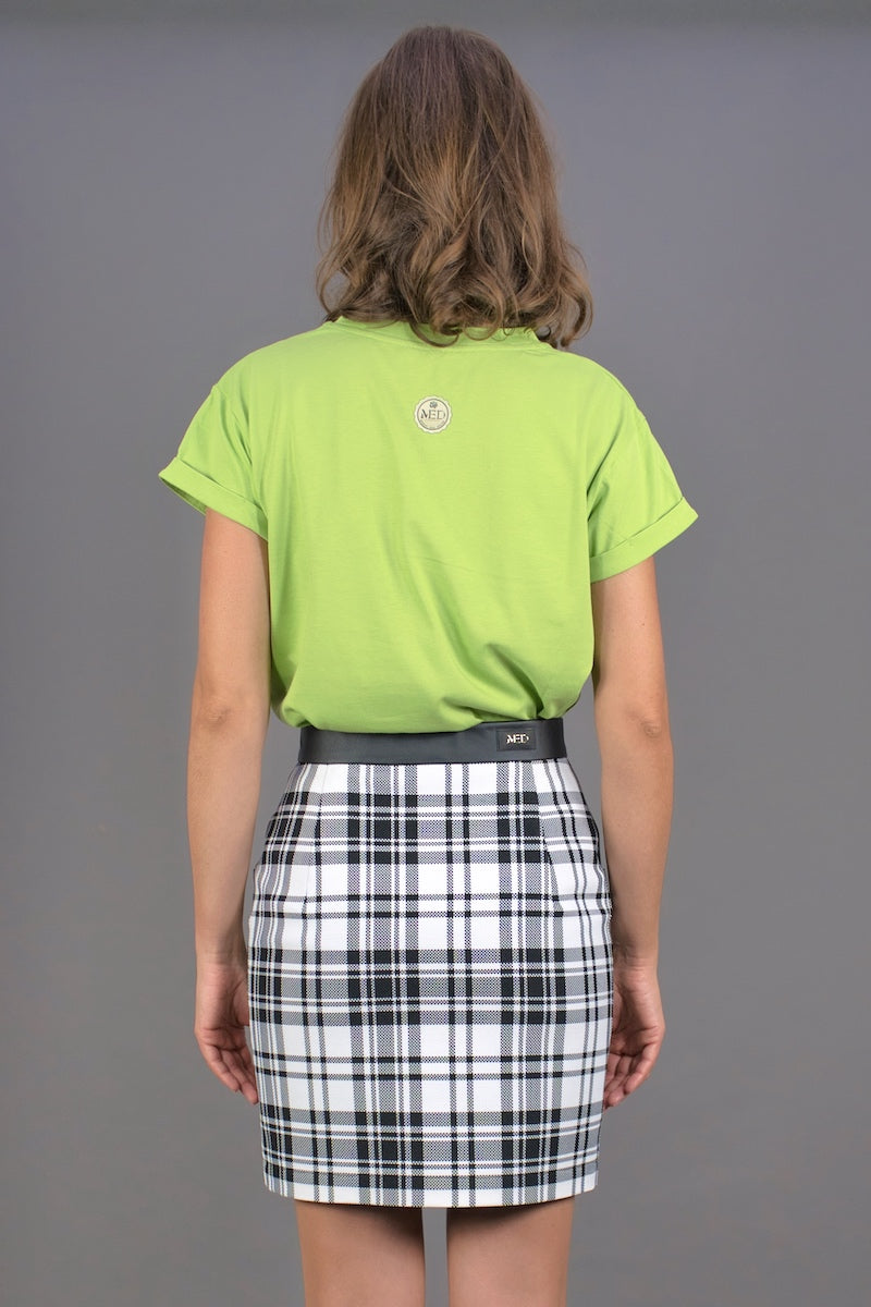 Pocket Skirt with Slit "COSMIC BLOOM" - check