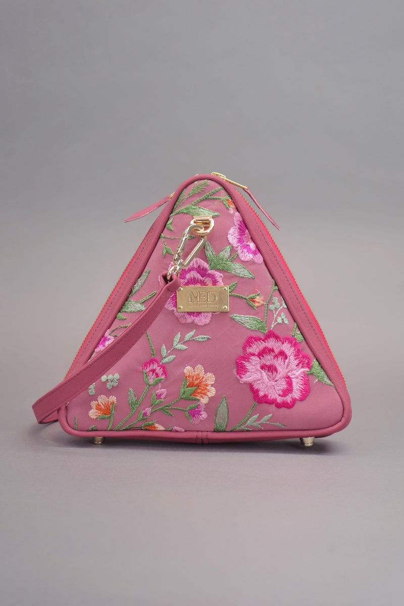 Triangle Bag XL "COSMIC BLOOM" - raspberry