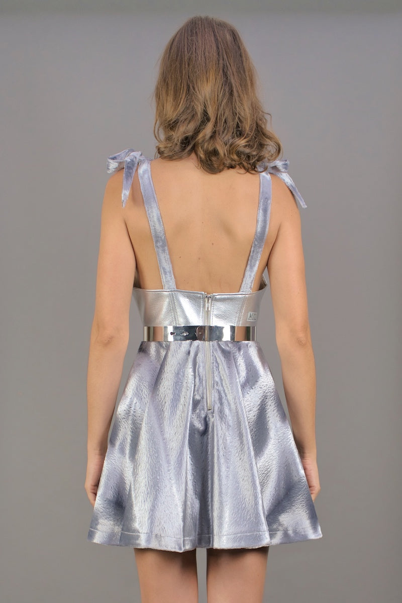 A-Linien Kleid mit Schleife "COSMIC BLOOM" - silber