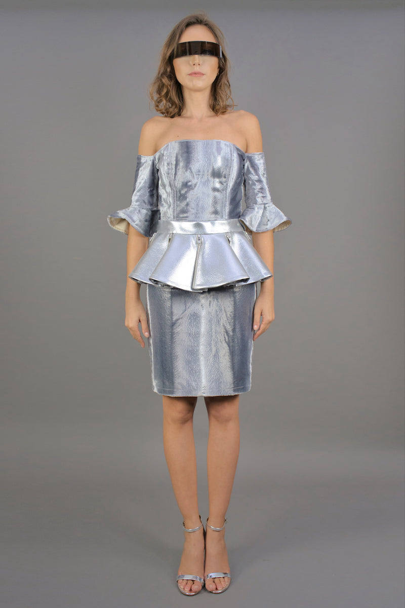 Space Dress "COSMIC BLOOM" - silver
