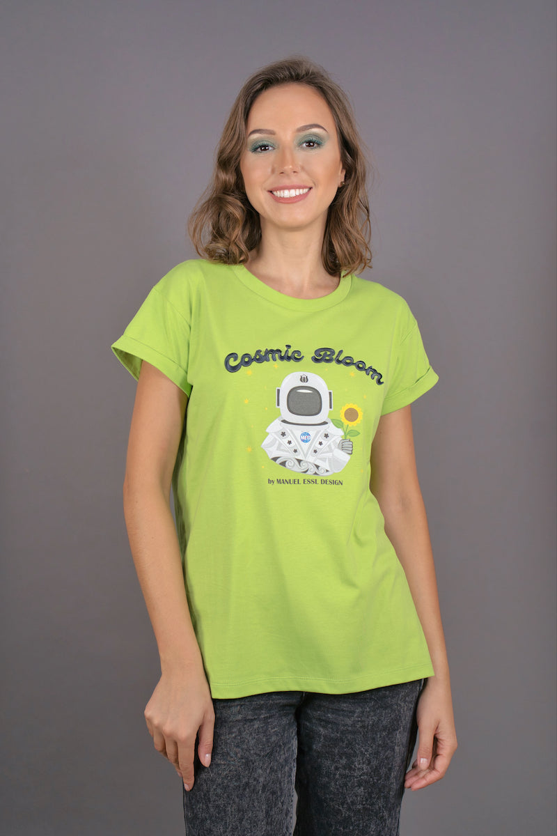 T-Shirt "COSMIC BLOOM" - limonengrün