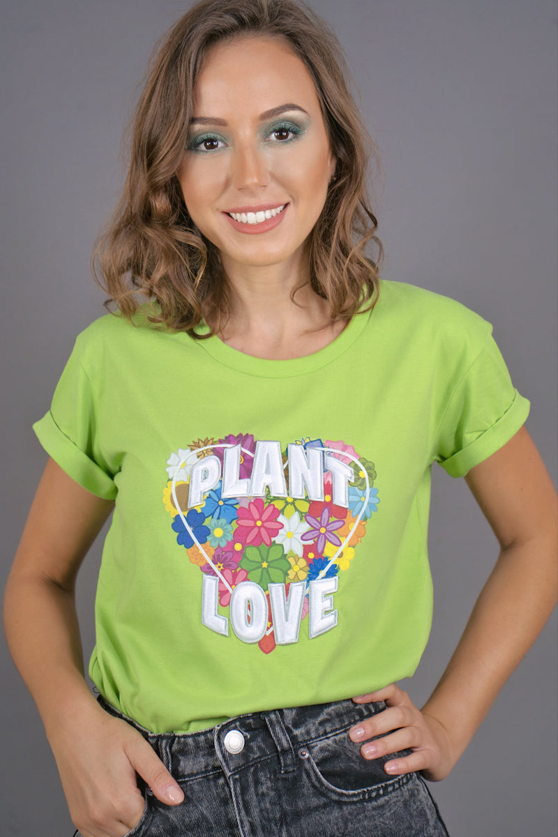 T-Shirt "PLANT LOVE" - lime