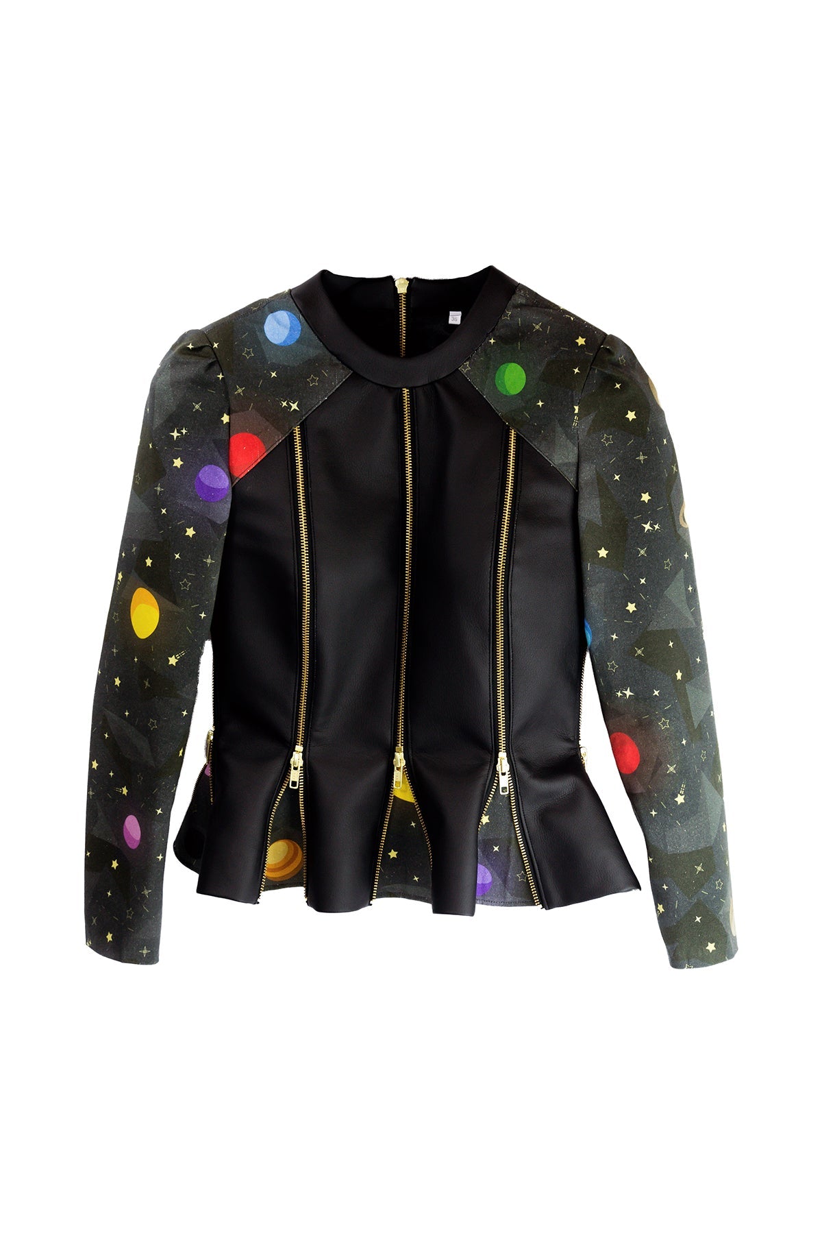 Biker Jacke mit Zipps & Godets "SPACE" - schwarz - Manuel Essl Design