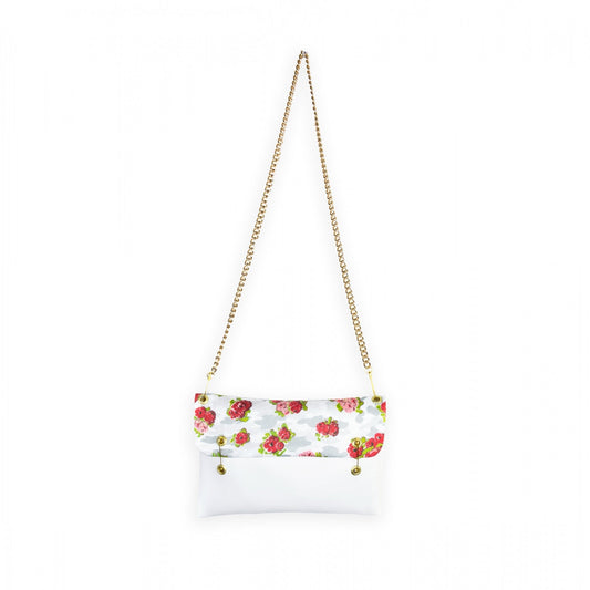 Clutch aus veganem Lederimitat "ROSES" - weiß - Manuel Essl Design