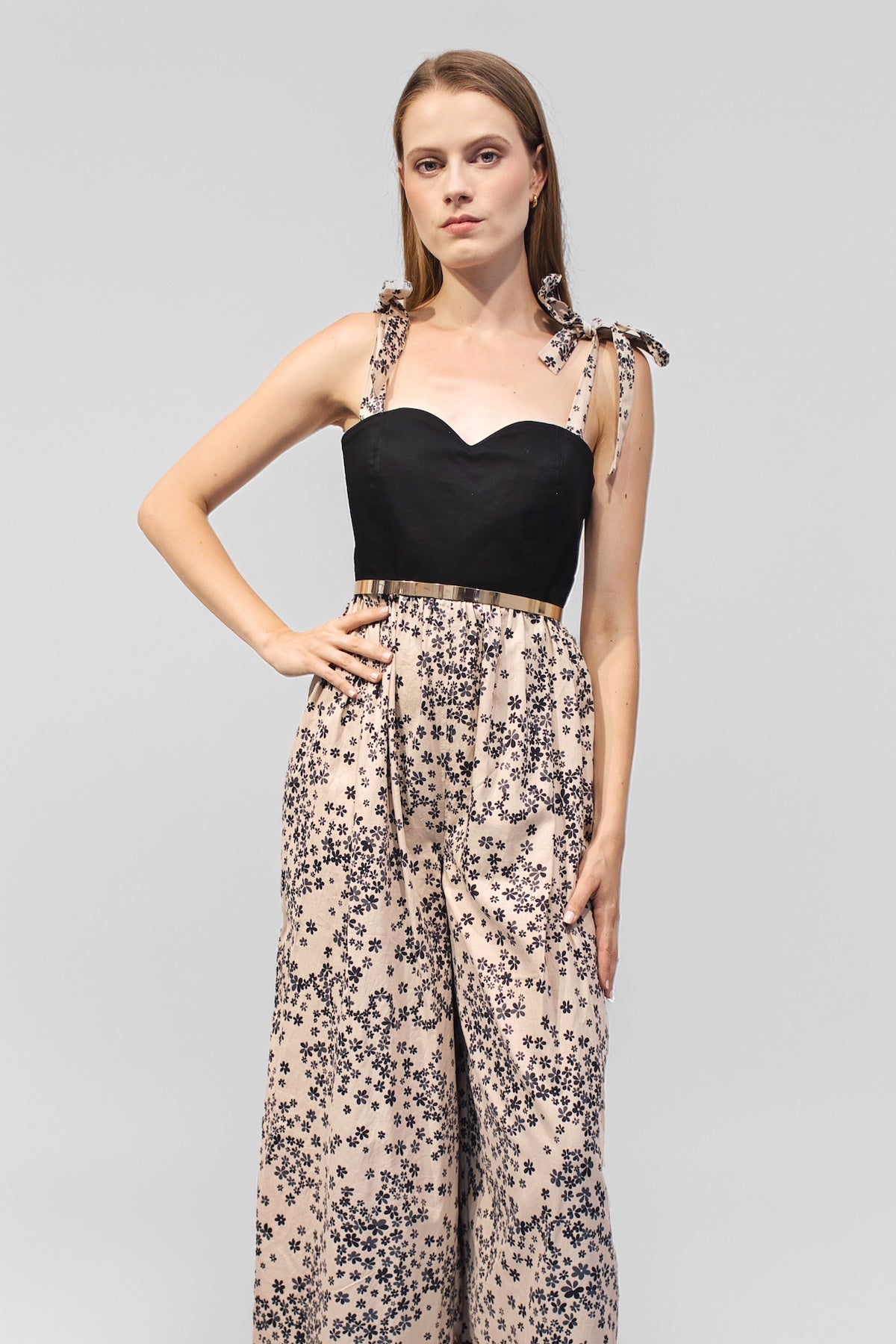 Jumpsuit aus Baumwolle "ELIXIR" - beige - Manuel Essl Design