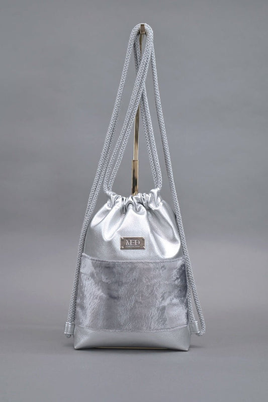 Mini Gym Bag "COSMIC BLOOM" - silber - Manuel Essl Design