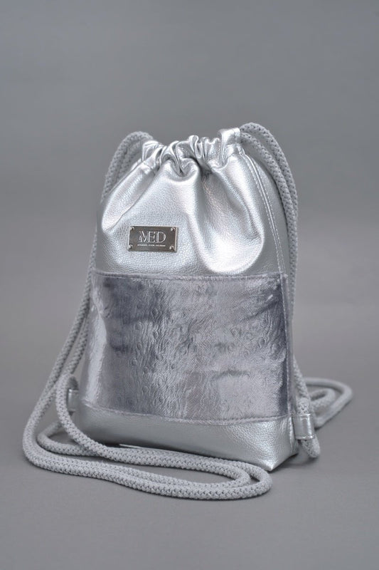 Mini Gym Bag "COSMIC BLOOM" - silber - Manuel Essl Design