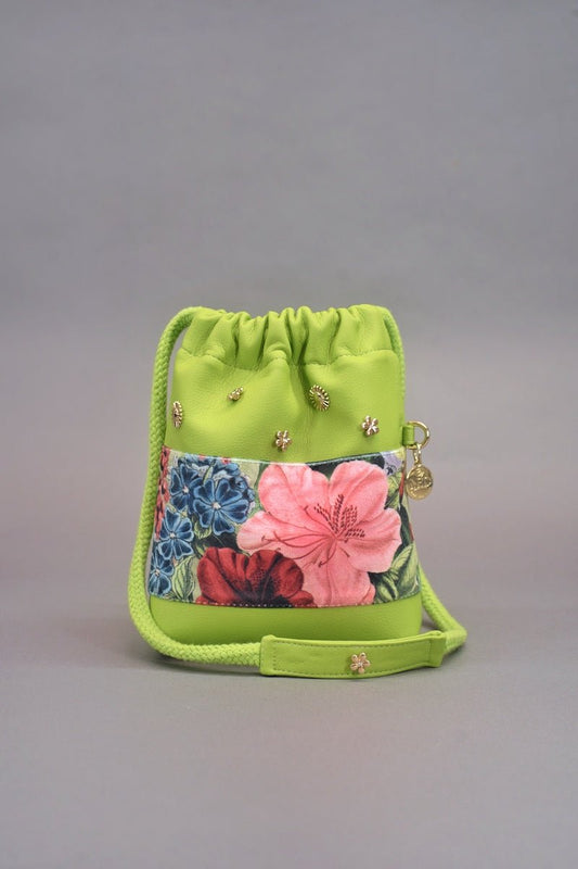 Mini Mini Bag "COSMIC BLOOM" - limonengrün - Manuel Essl Design