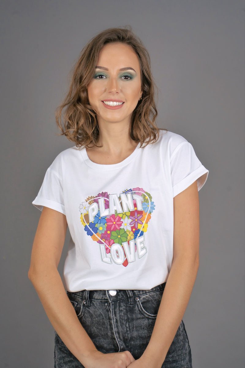 T-Shirt "PLANT LOVE" - weiß - Manuel Essl Design