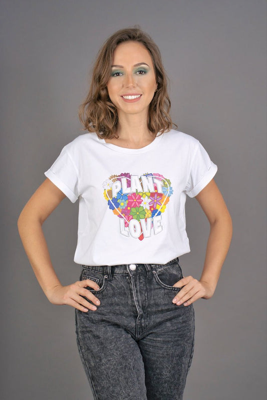 T-Shirt "PLANT LOVE" - weiß - Manuel Essl Design