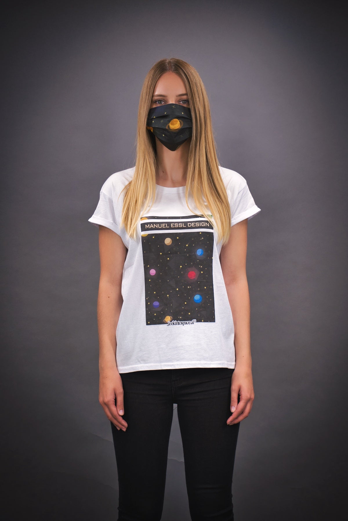 T-Shirt "SPACE PRINT" - white - Manuel Essl Design