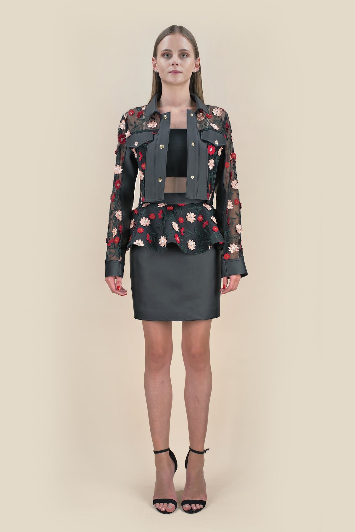 Mini Peplum Skirt "JARDIM" - black - Manuel Essl Design