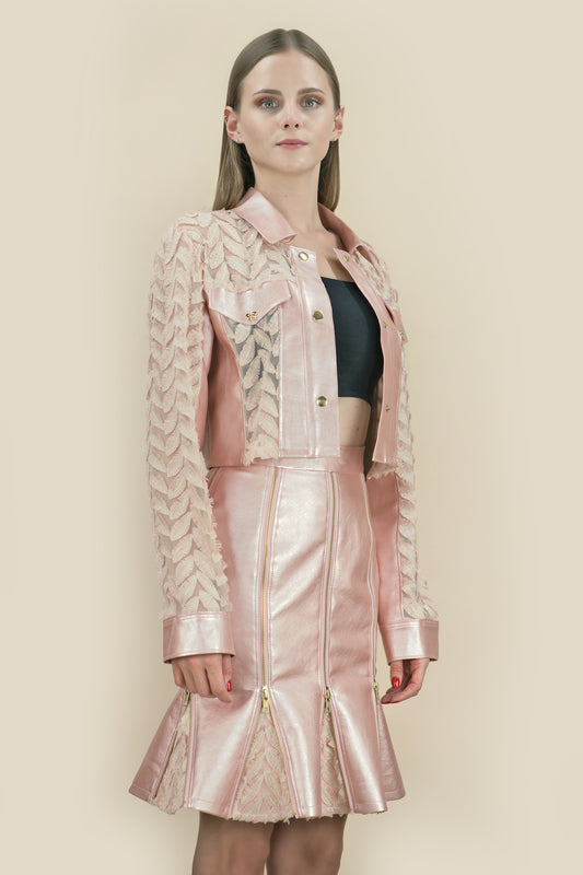 Pencil Skirt with Zippers & Godets "JARDIM" - pink - Manuel Essl Design