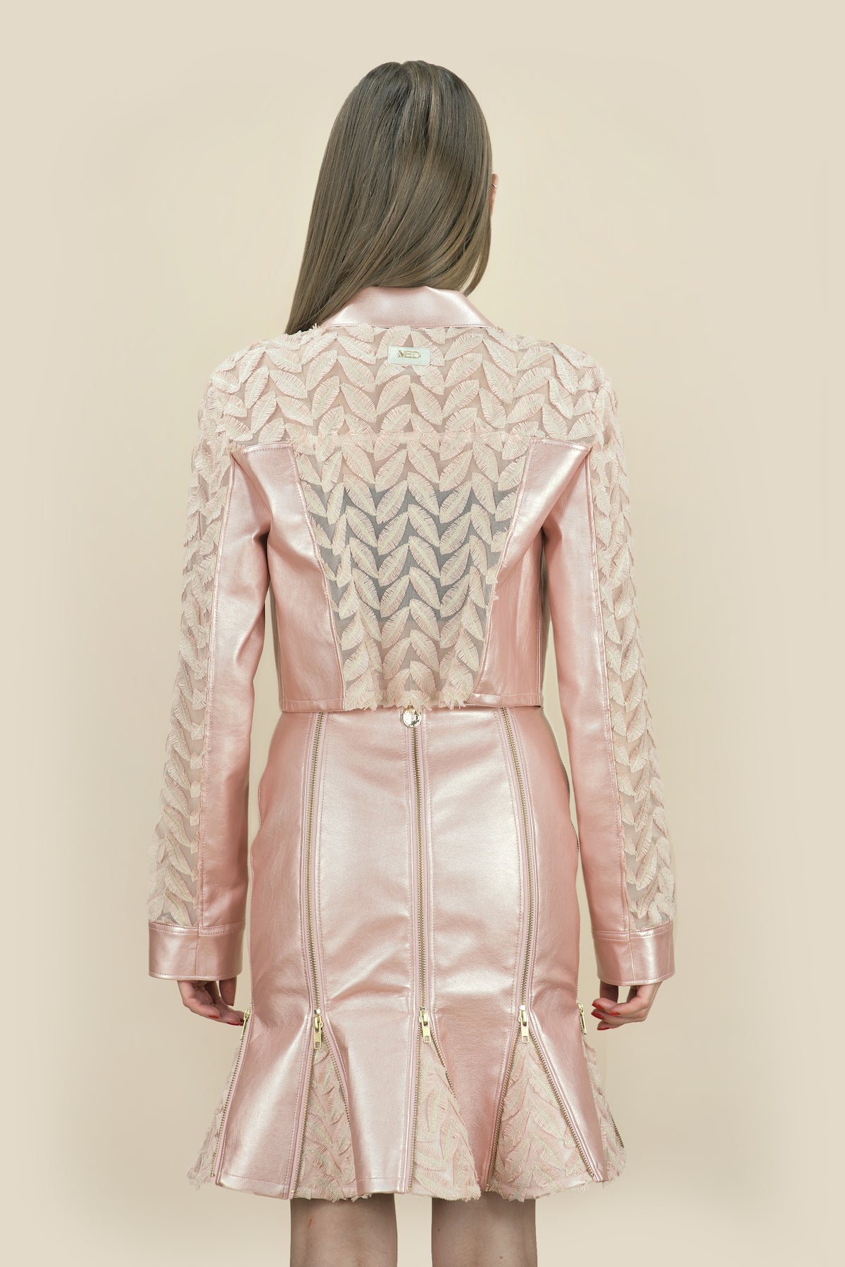 Pencil Skirt with Zippers & Godets "JARDIM" - pink - Manuel Essl Design