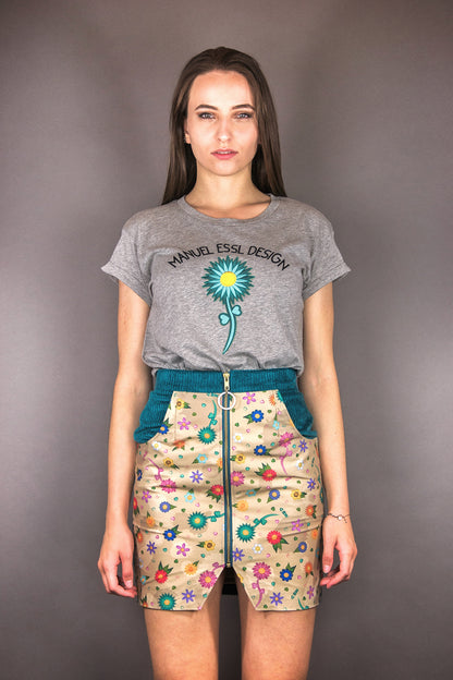 Bodycon Skirt "FLOWERS" - petrol - Manuel Essl Design