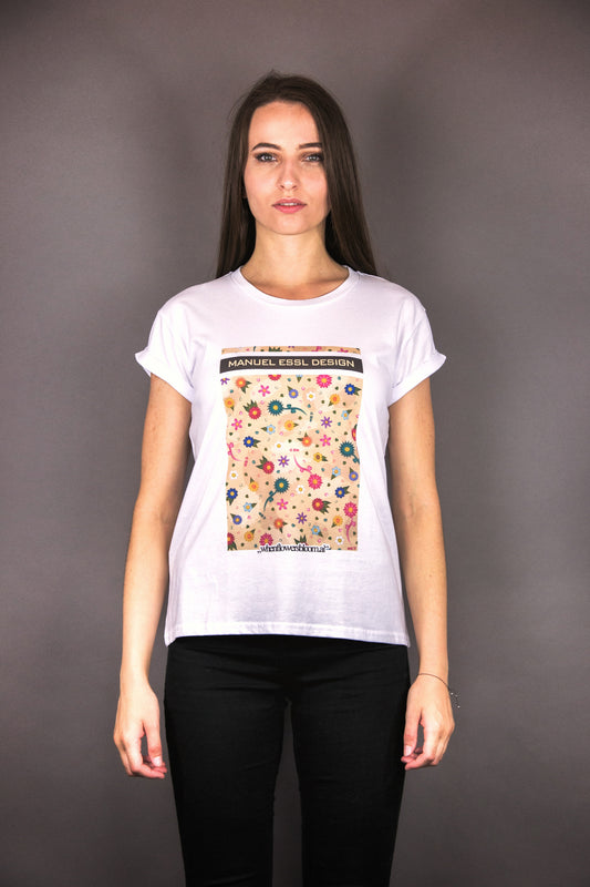 T-Shirt "FLOWERS PRINT" - white - Manuel Essl Design