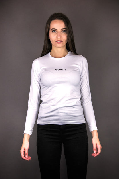 Longsleeve T-Shirt "EQUALITY" - white - Manuel Essl Design