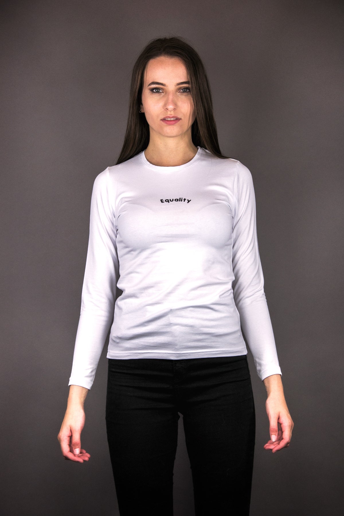 Longsleeve T-Shirt "EQUALITY" - white - Manuel Essl Design