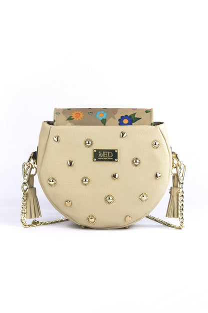 Circle Bag „FLOWERS“ – beige - Manuel Essl Design