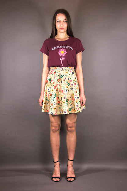 Flared Jersey Skirt "FLOWERS" - Manuel Essl Design