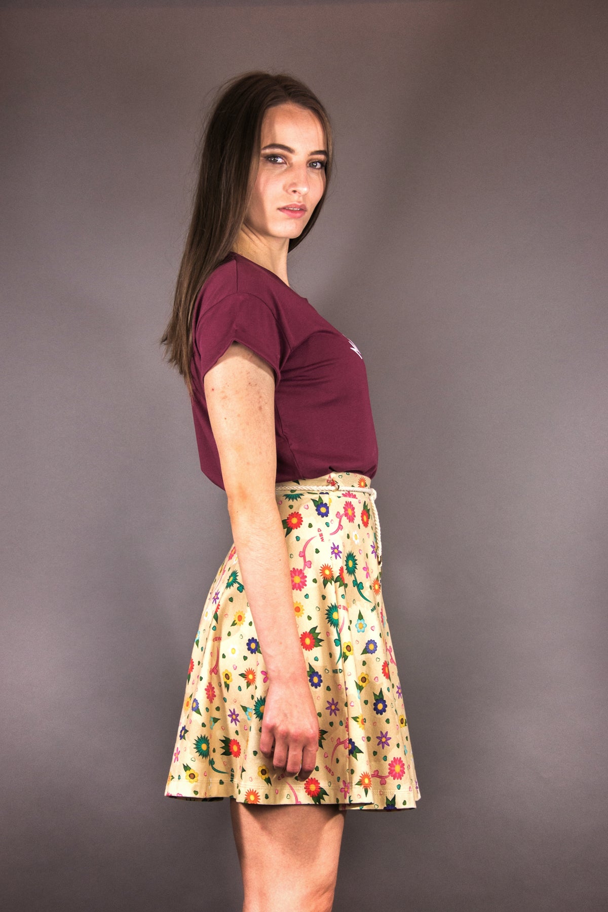 Flared Jersey Skirt "FLOWERS" - Manuel Essl Design