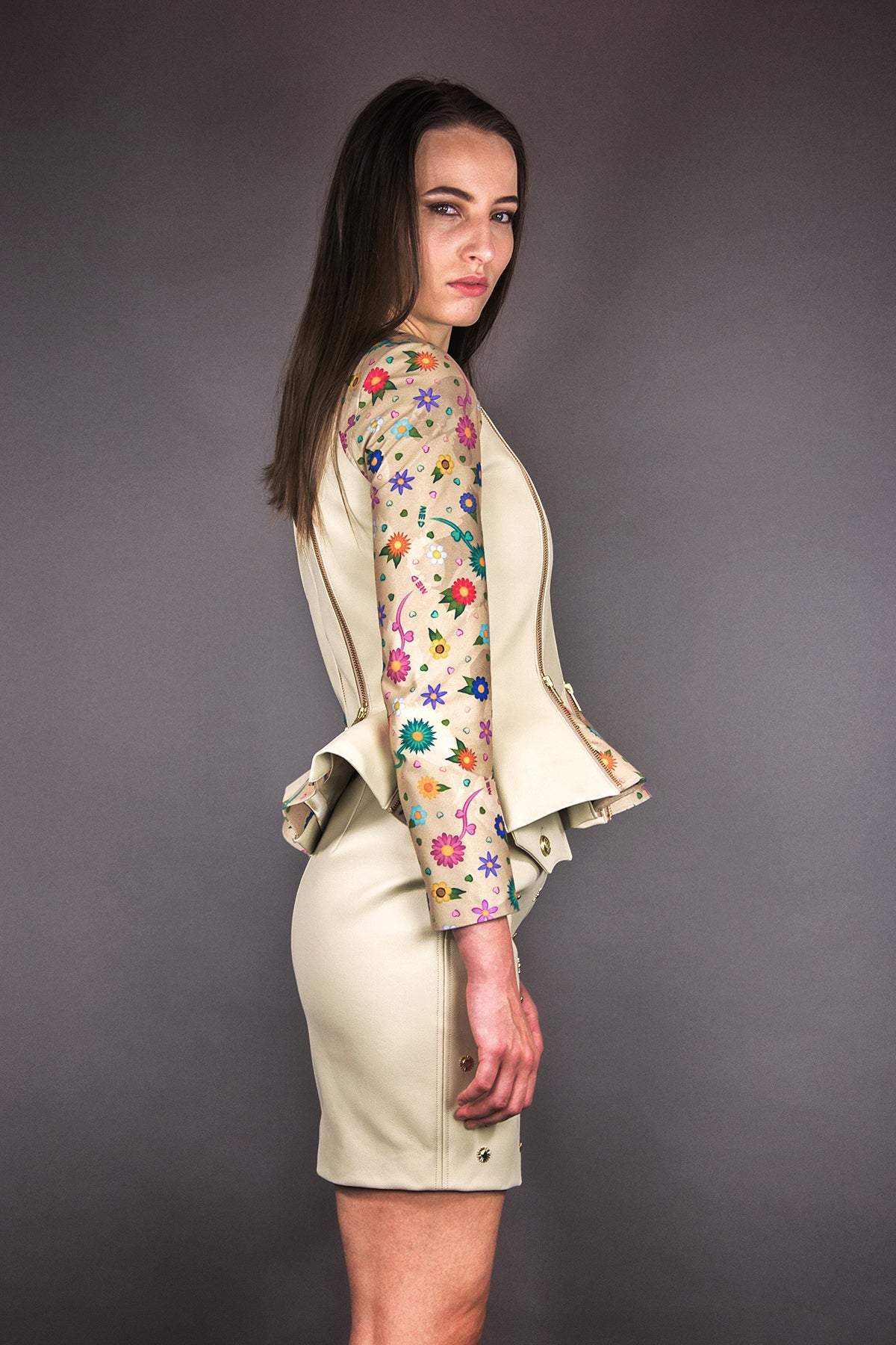 Military Skirt „FLOWERS“ – beige - Manuel Essl Design