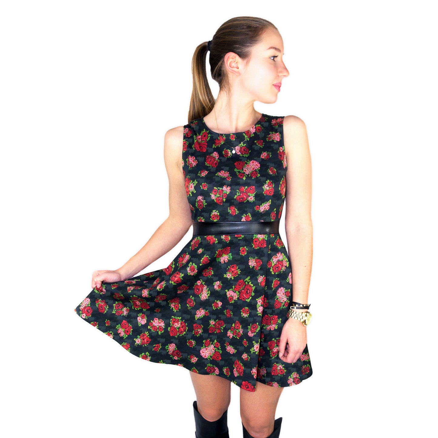 Mini Skater Dress in Interlock Jersey - Black - Manuel Essl Design