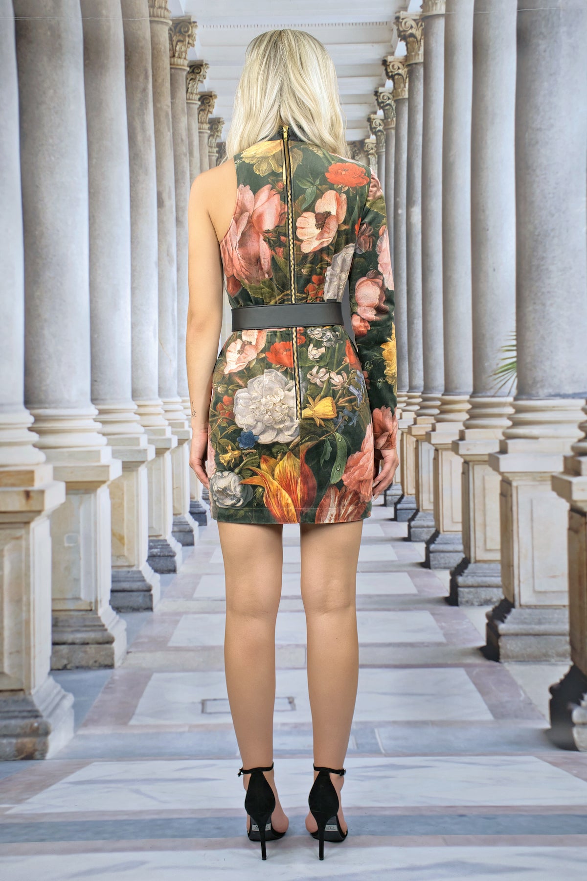 Bodycon Asymmetric Dress "FLORAL" - Manuel Essl Design
