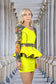 Asymmetric Dress with Peplum Skirt "FLORAL" - neon - Manuel Essl Design