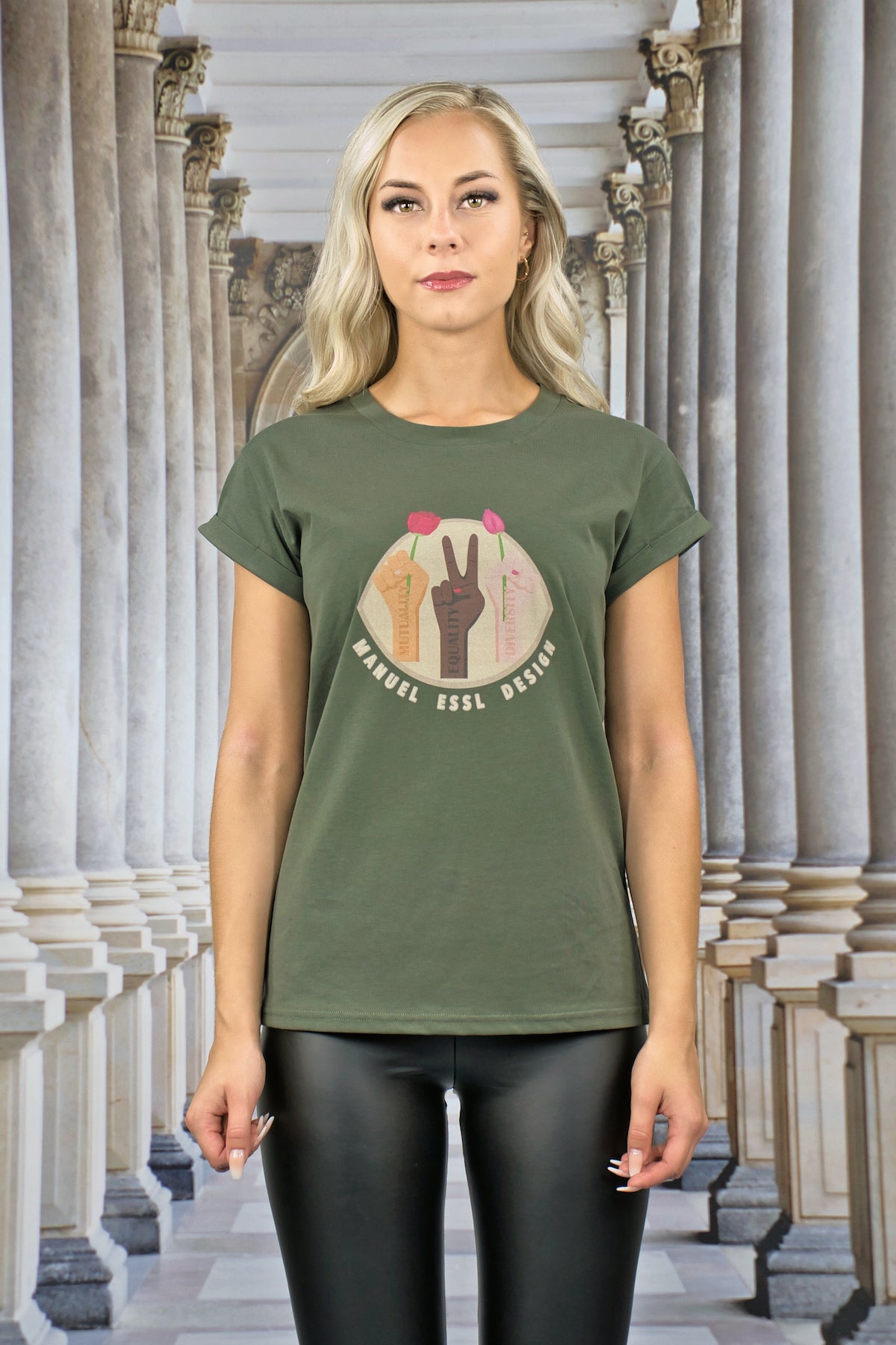T-Shirt "EQUALITY" - olive - Manuel Essl Design