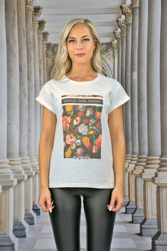 T-Shirt "SEA OF FLOWERS" - white - Manuel Essl Design