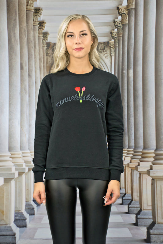 Sweatshirt "FLORAL" - black - Manuel Essl Design