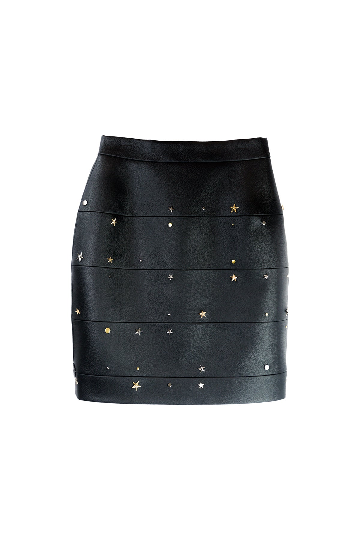 Panel Skirt in Imitation Leather "SPACE" - Black - Manuel Essl Design